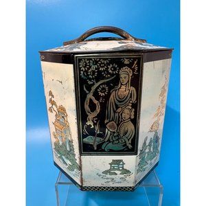 Peek, Frean & Co London England Royal Tin Asian Inspired Octagonal Lid Vintage